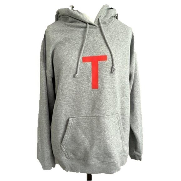 Aritzia TNA Gray Orange Letters Oversized Pullover Hoodie - S/M - Picture 3 of 7